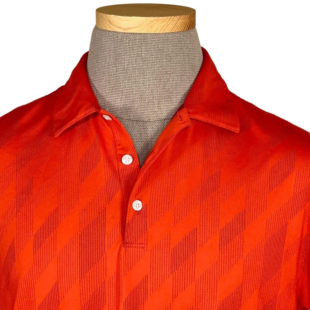 Nike Tiger Woods Collection Dri-Fit Golf Polo Orange With Geometric Prin…